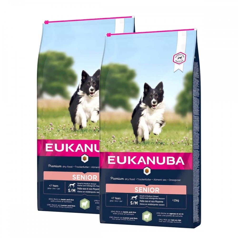 Bilde av Eukanuba Dog Senior Small & Medium Breed Lamb & Rice 2x12 Kg