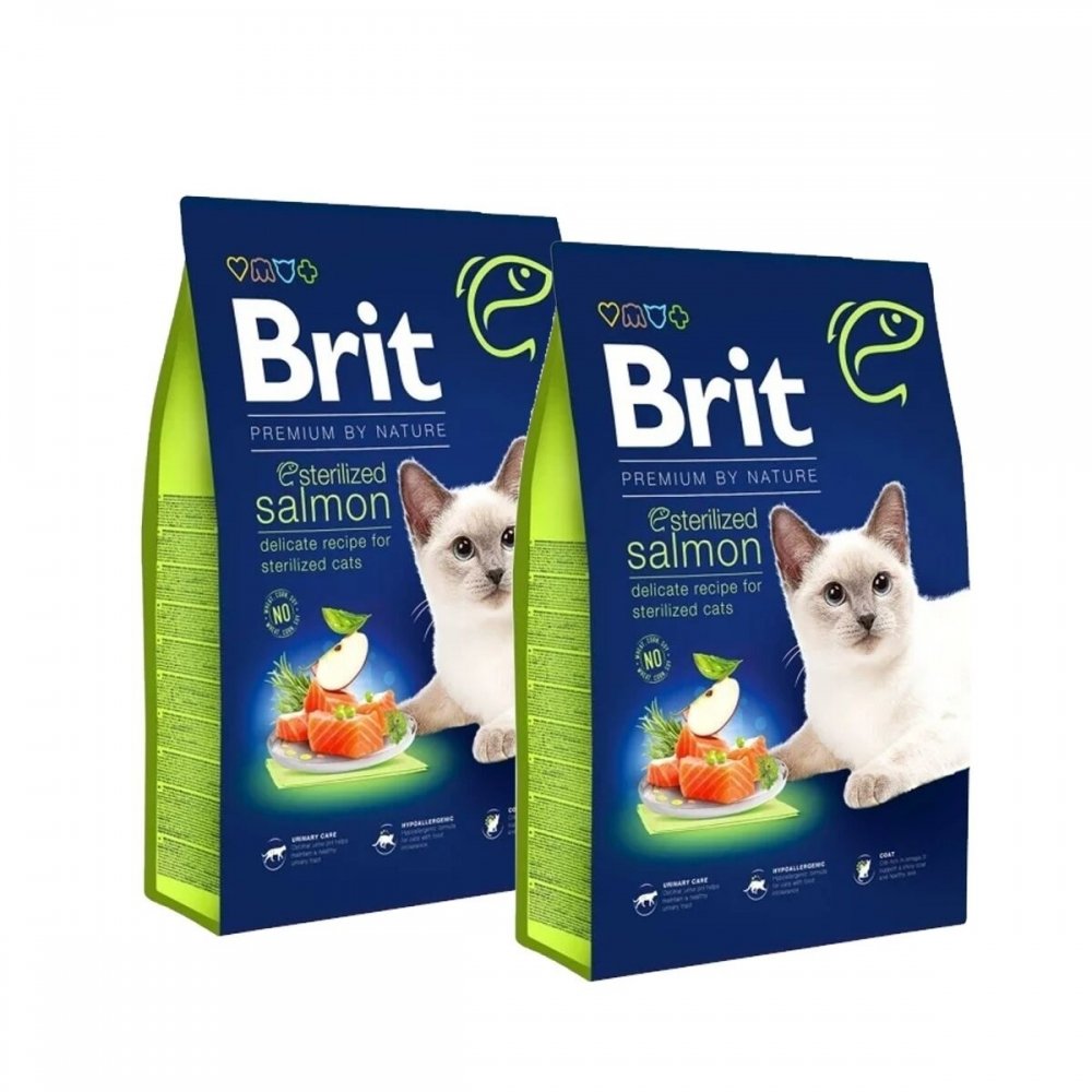 Brit Premium By Nature Cat Sterilized Salmon 2x8 kg Katt - Kattemat - Tørrfôr
