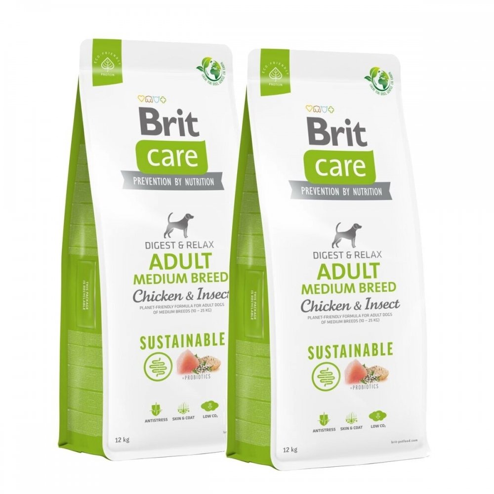 Brit Care Dog Adult Medium Breed Sustainable Chicken & Insect 2x12 kg Hund - Hundemat - Tørrfôr