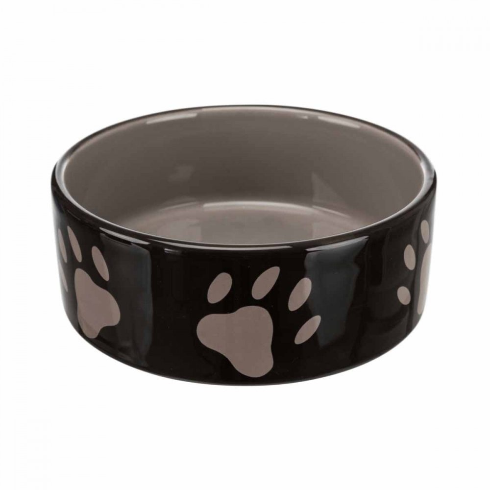 Trixe Hundematskål Svart med pote (300 ml / 12 cm) Hund - Matplass - Hundeskåler