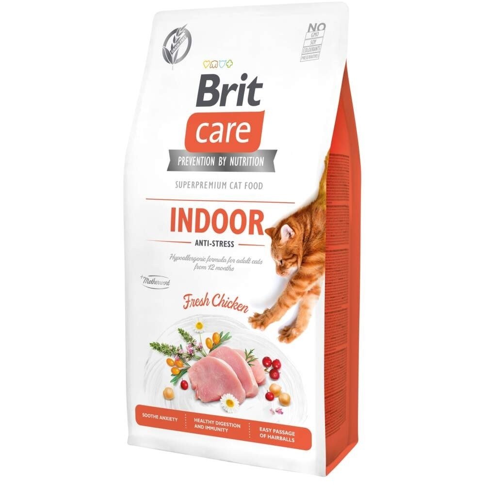 Brit Care Cat Grain Free Indoor Anti-stress (2 kg) Katt - Kattemat - Spesialfôr - Kattemat for innekatter