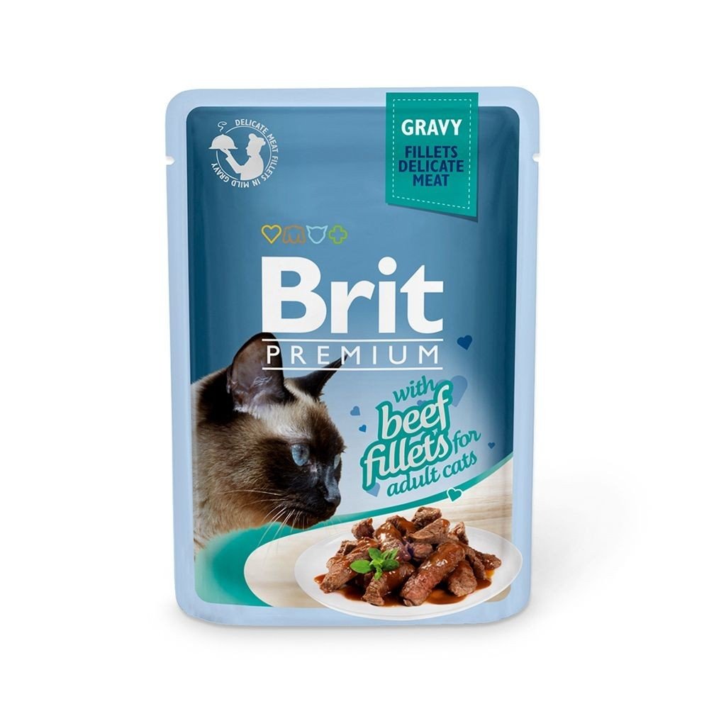 Brit Premium Pouches Fillets in Gravy with Beef Katt - Kattemat - Våtfôr