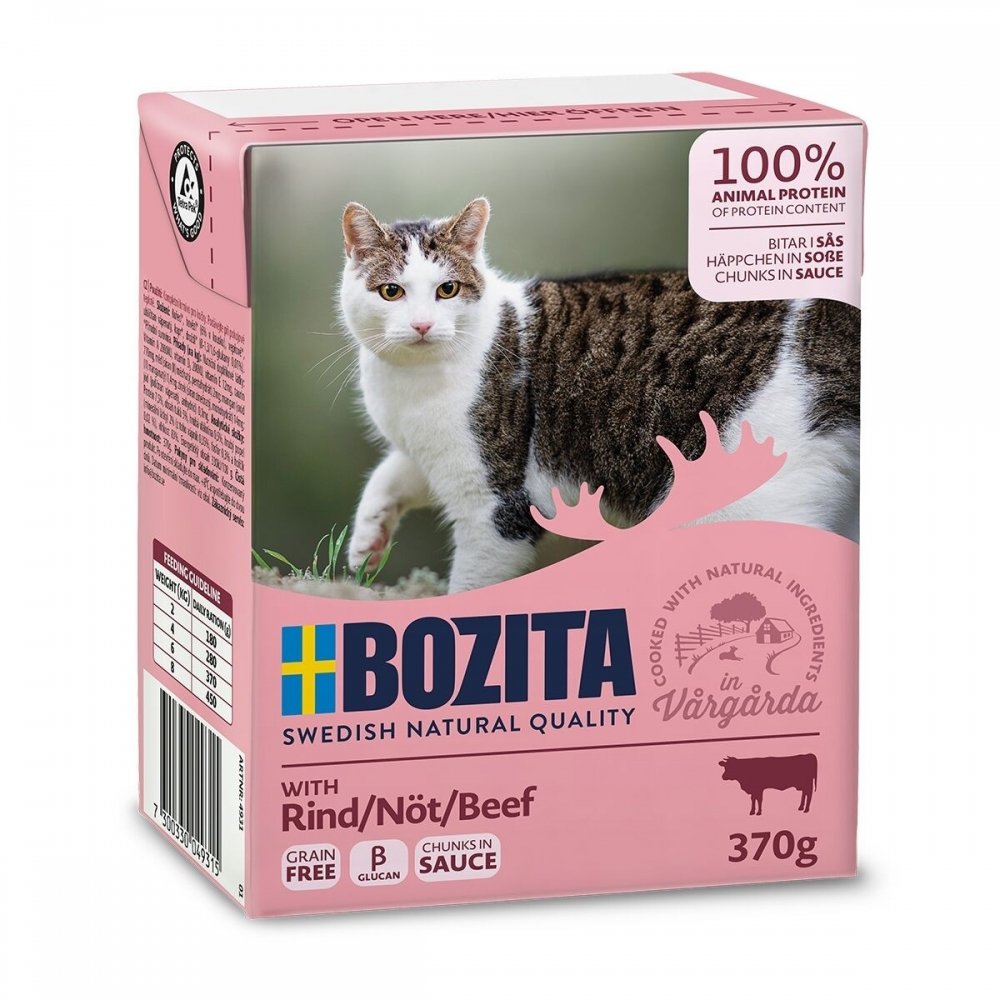 Bozita Biter i Saus Oksekjøtt 370 g Katt - Kattemat - Våtfôr