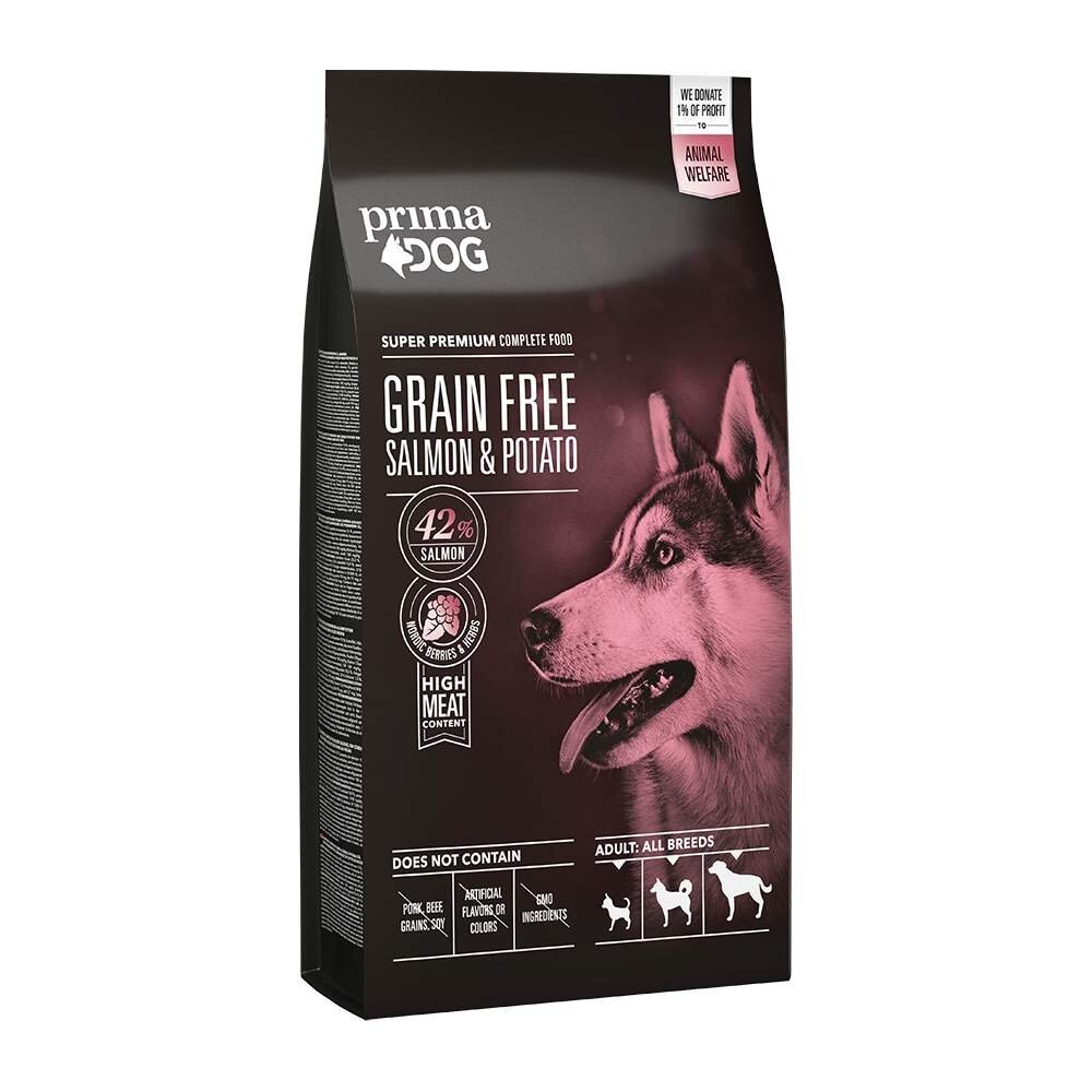 PrimaDog Adult All Breeds Sensitive Grain Free Salmon & Potato (10 kg) Hund - Hundemat - Spesialfôr - Hundefôr til følsom hud