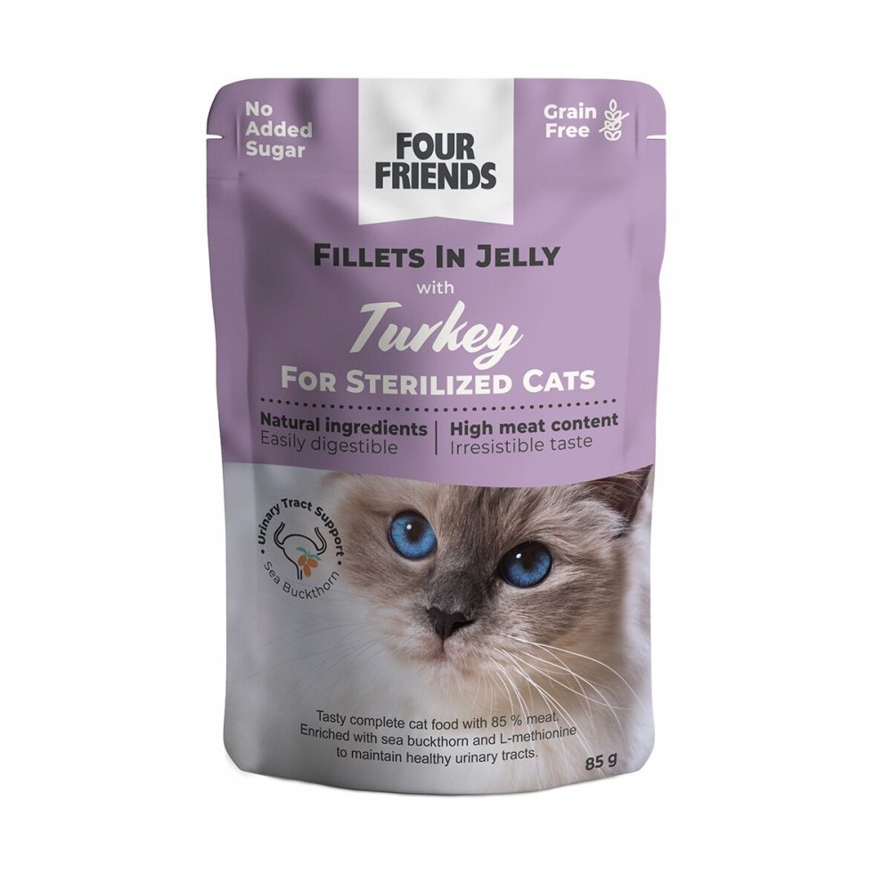 Four Friends Cat Sterilized Turkey in Jelly 85 g Katt - Kattemat - Våtfôr