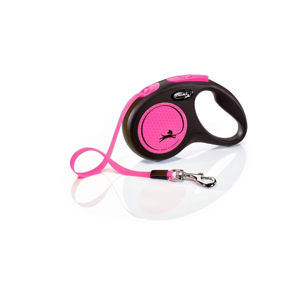 flexi New NEON bånd S, 5M, 15KG, black/neon pink