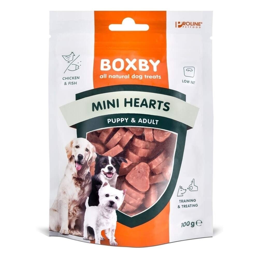 Boxby Puppy Mini Hjerter 100 g Valp - Godbit til valp