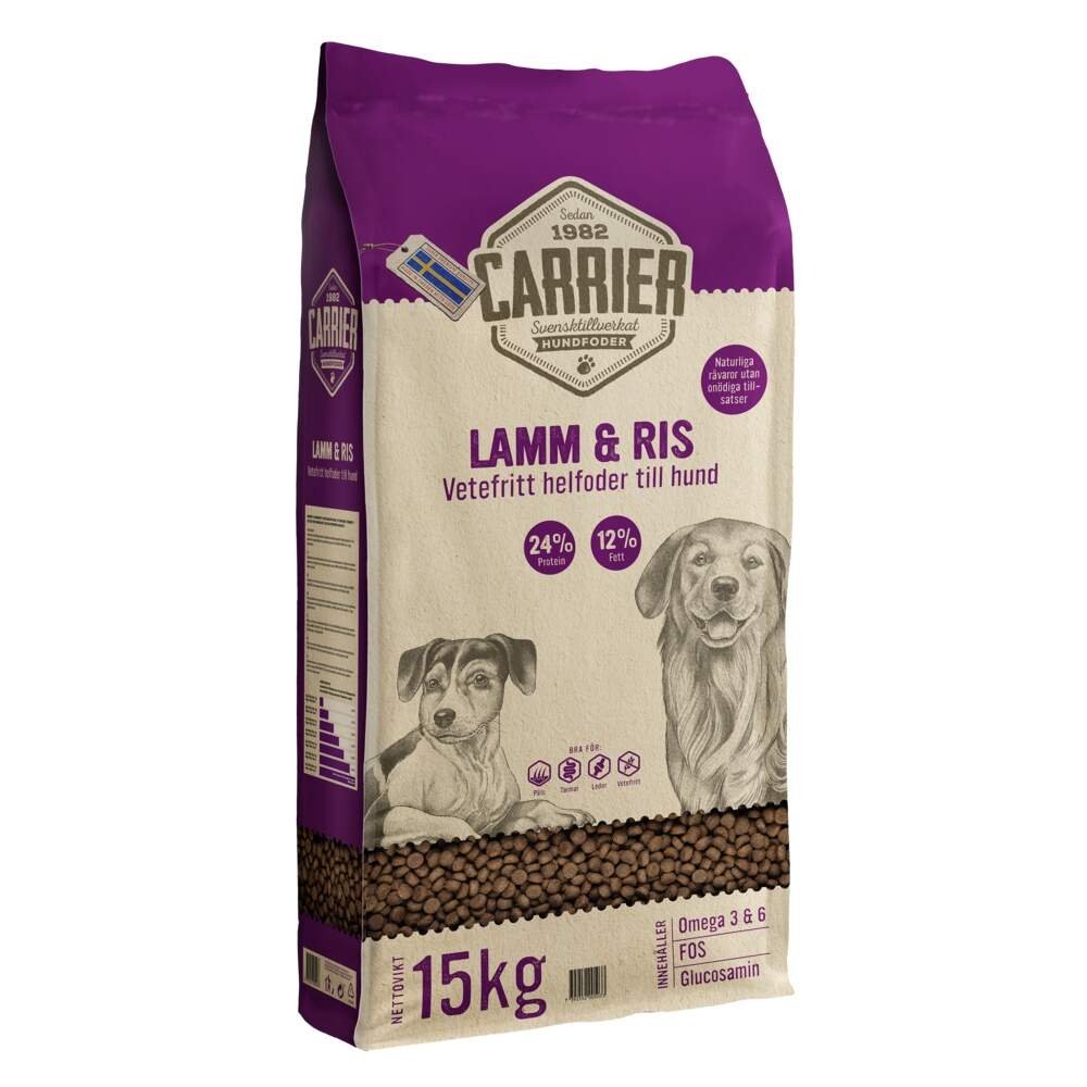Carrier Lam & Ris (15 kg) Hund - Hundemat - Spesialfôr - Hundefôr til følsom hud