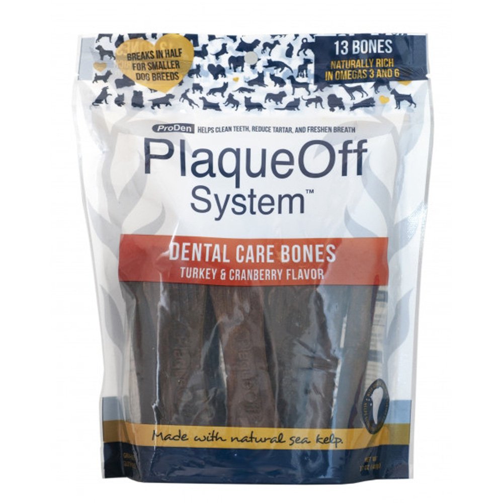 PlaqueOff Dental Care Bones Kalkun & Tranebær 482 g Hund - Hundegodteri - Dentaltygg