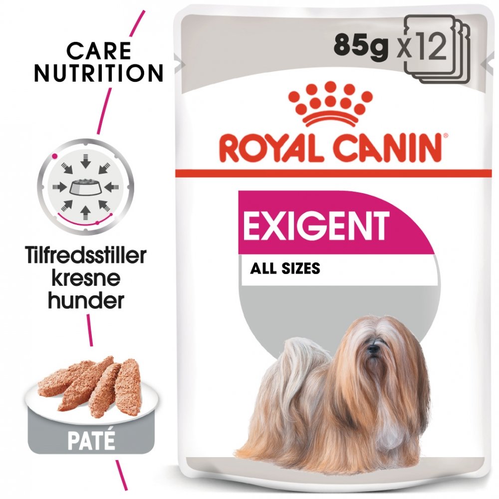 Royal Canin Exigent, Universal, Alla raser, Mini (5 - 10kg), X-Small (<4kg), Kött, 12x85 g