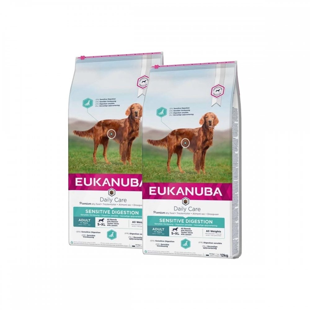 Eukanuba Daily Care Adult Sensitive Digestion 2 x 12kg Hund - Hundemat - Tørrfôr