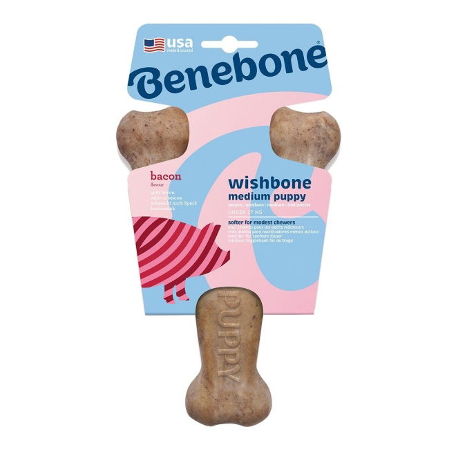 Benebone Puppy Wishbone Hundebein i Nylon Bacon