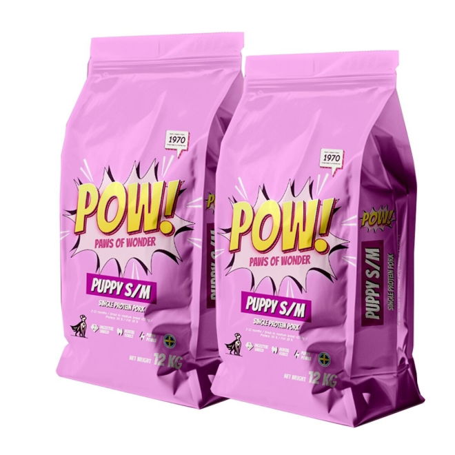 POW! Dog Puppy Small/Medium Pork 2x12 kg