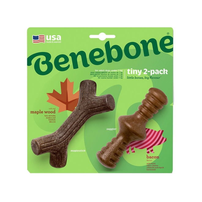 Benebone Tyggepinne Zaggler og Hundbein i Nylon med Baconsmak XS