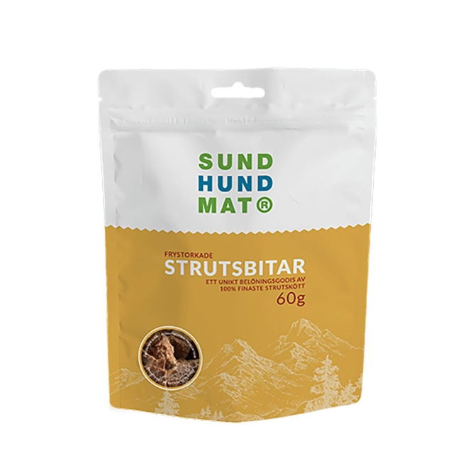 Sund Hundmat Frysetørket Strutsbiter 60g