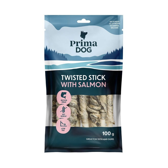 PrimaDog Twisted Stick Salmon 11-pakke