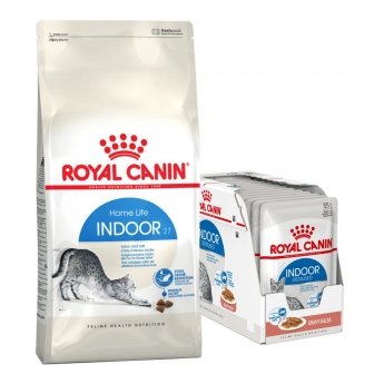 Royal Canin Indoor 27 Torrfoder 10 kg+Royal Canin Indoor in Gravy Adult Våtfoder 12x85 g