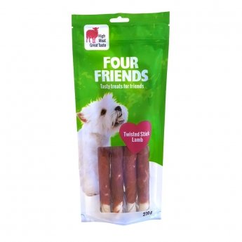 FourFriends Dog Twisted Stick Lamb 25 cm (4 pack)