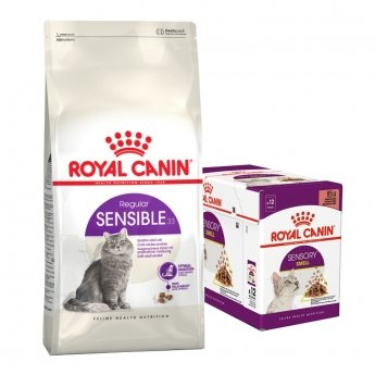 Royal Canin Sensible 33 Torrfoder 10 kg+Royal Canin Sensory Smell Våtfoder 12x85 g