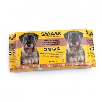 SMAAK Raw Complete Adult Chicken, Pork & Salmon 500 g (3 x 200 g)