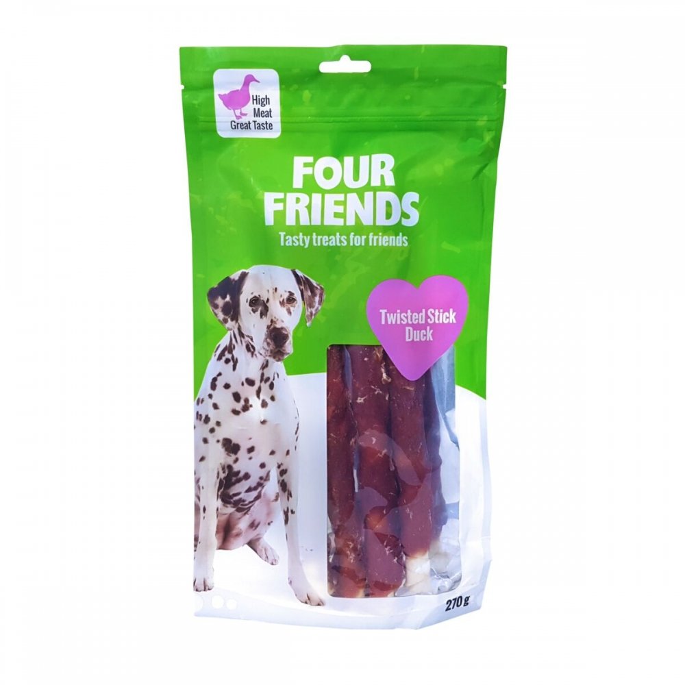 FourFriends Dog Twisted Stick Duck 25 cm (4 pack)