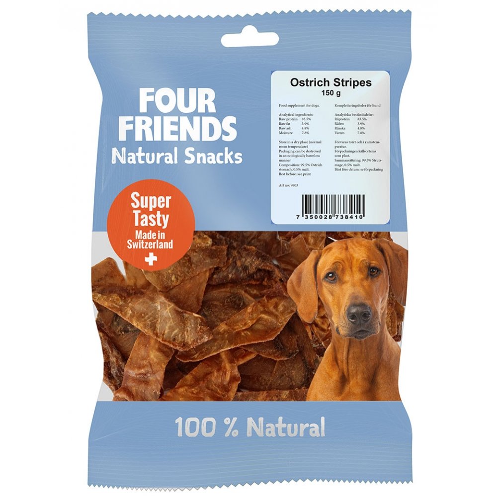 FourFriends Dog Natural Snacks Ostrich Stipes (150 g)