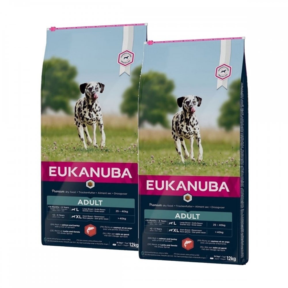 Läs mer om Eukanuba Adult Large Breed Salmon&Barley 2 x 12kg