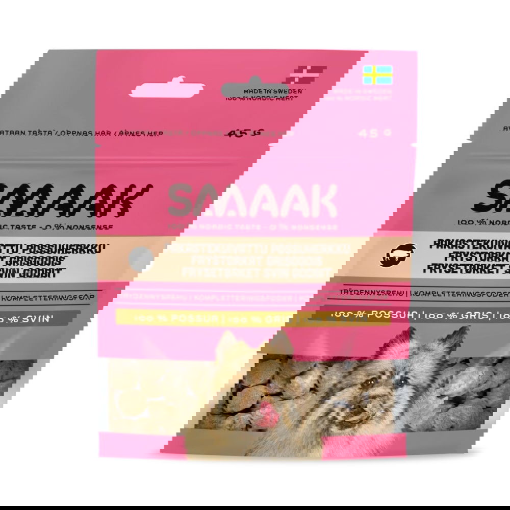 SMAAK Dog Frystorkat Hundgodis Gris 45 g