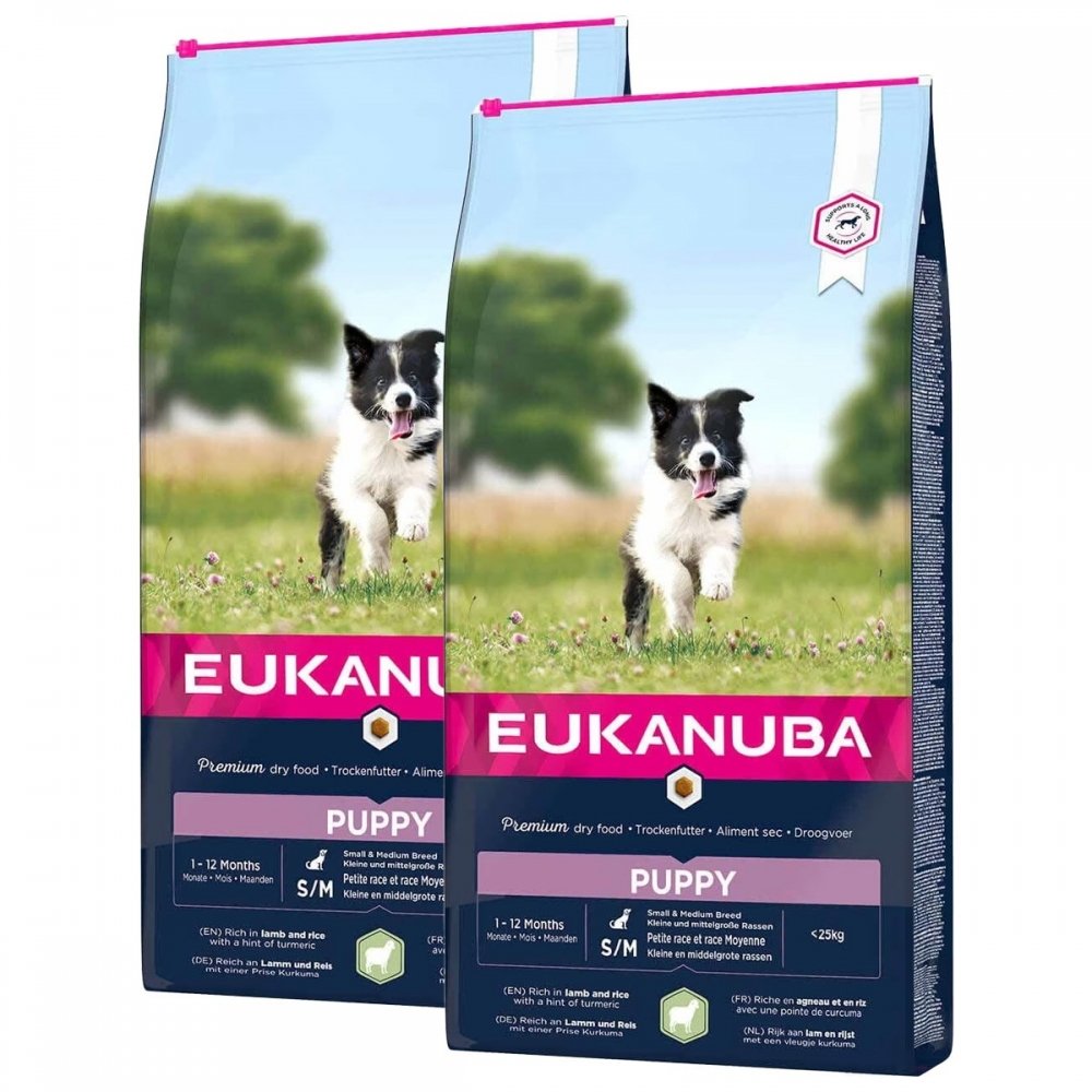 Läs mer om Eukanuba Puppy Small & Medium Breed Lamb & Rice 2 x 12kg