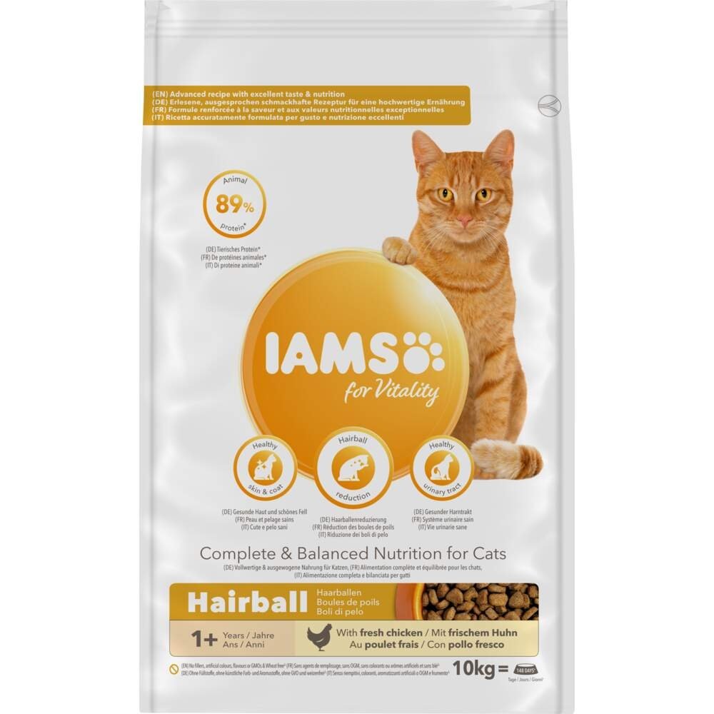Iams for Vitality Cat Adult Hairball Chicken (10 kg)
