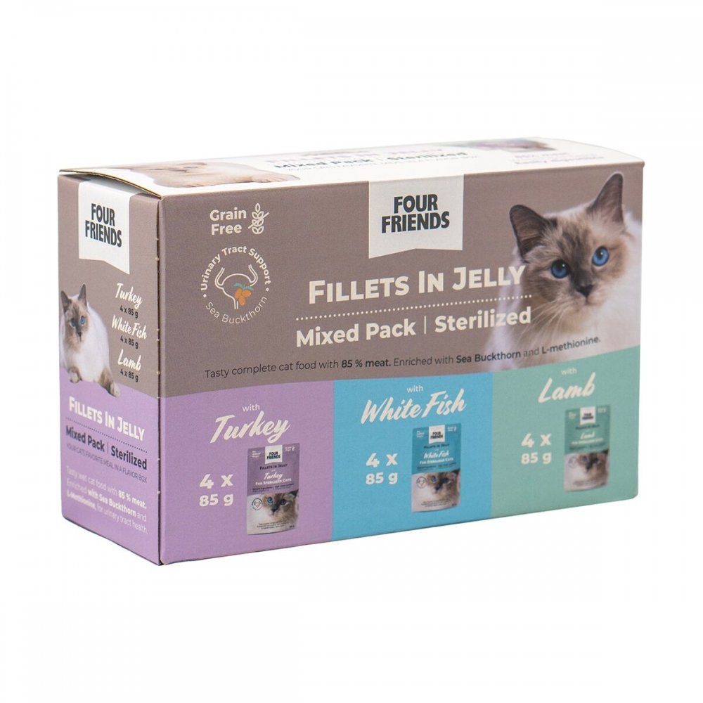 Läs mer om Four Friends Cat Sterilized Jelly Multipack 12x85 g