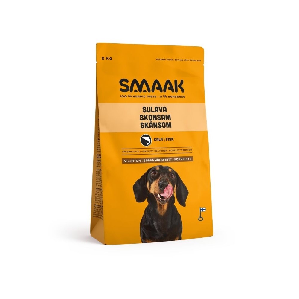 SMAAK Dog Adult Spannmålsfri Skonsam Fisk (2  kg)