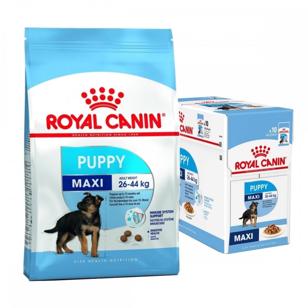 Royal Canin Maxi Puppy Torrfoder 15 kg + Multipack Våtfoder