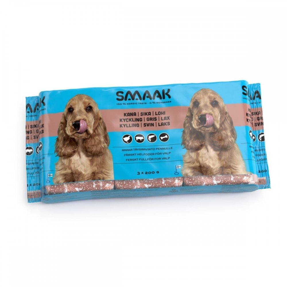 SMAAK Raw Complete Puppy Chicken Pork & Salmon 500 g (3 x 200 g)