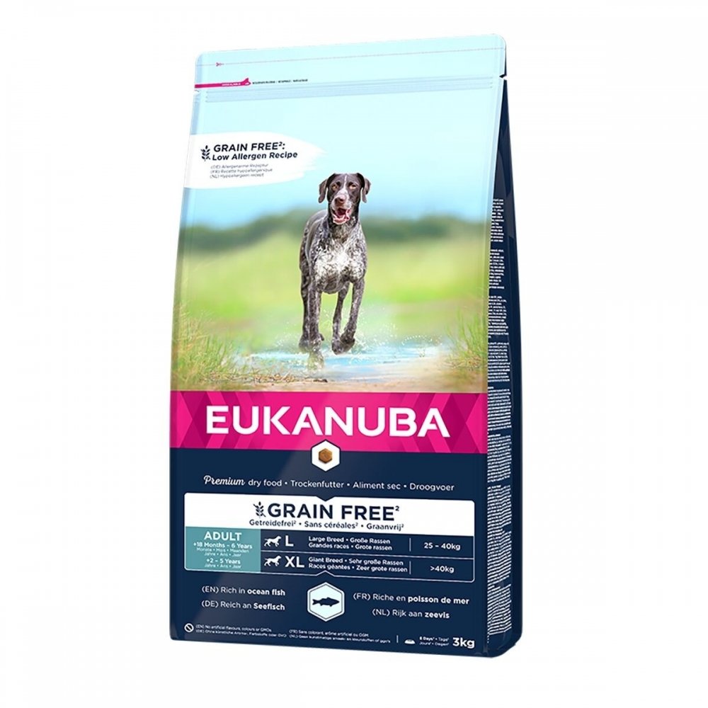 Läs mer om Eukanuba Dog Grain Free Adult Large & Extra Large Breed Ocean Fish (3 kg)