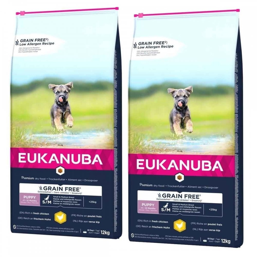 Eukanuba Grain Free Puppy Small/medium Chicken 2 x 12kg