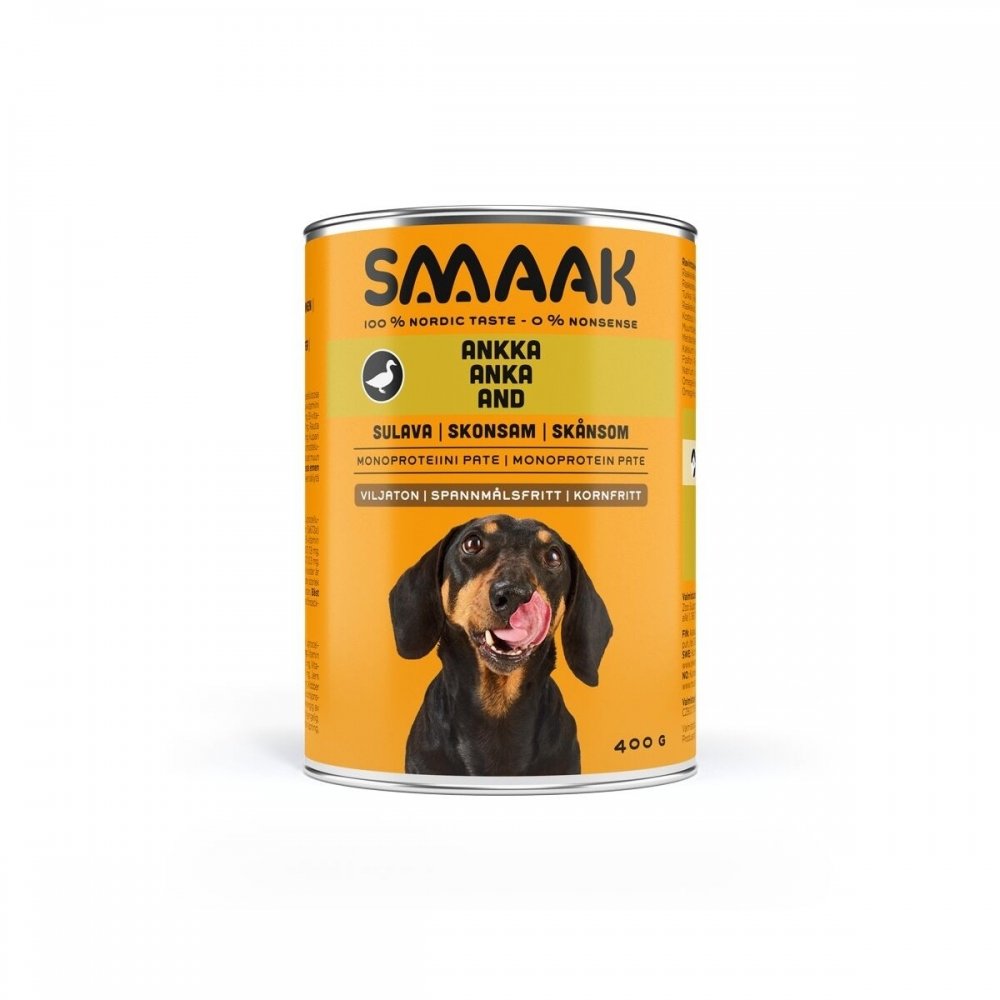 SMAAK Dog Adult Spannmålsfri Skonsam Anka 400 g