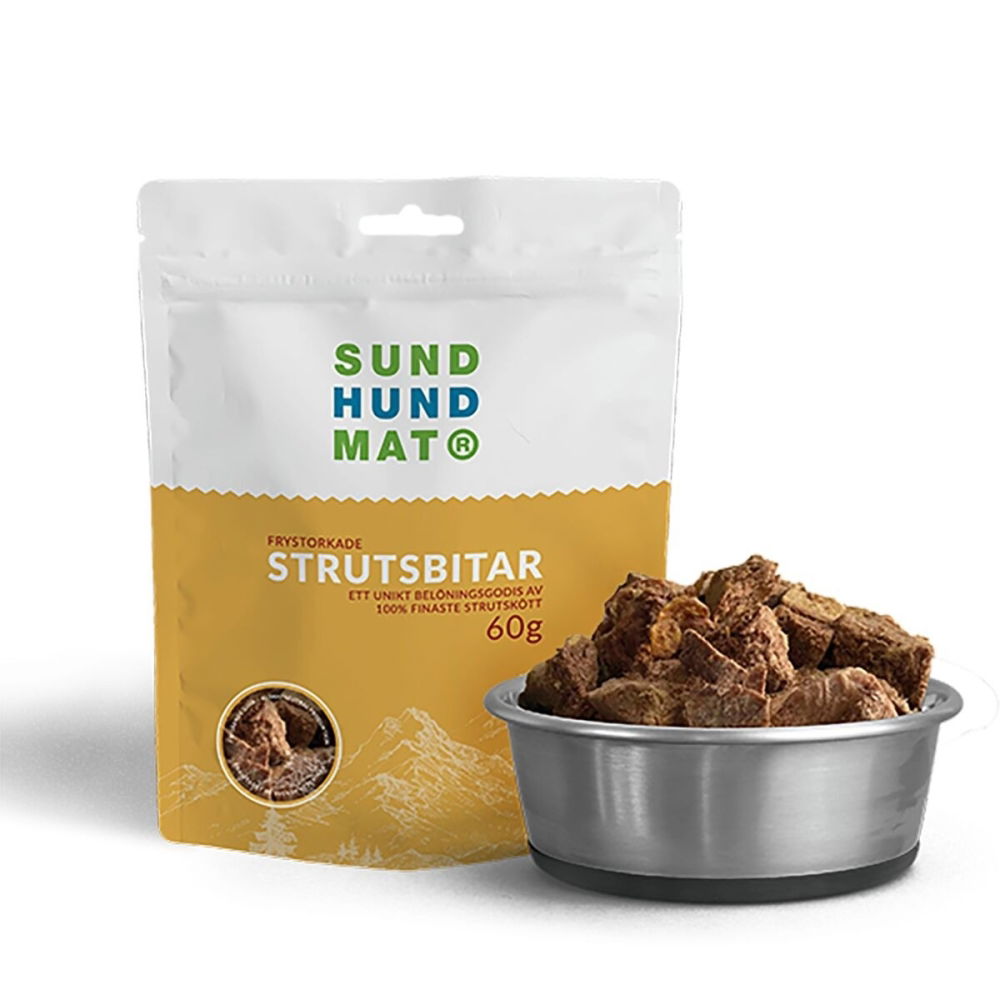 Sund Hundmat Frystorkade Strutsbitar 60g