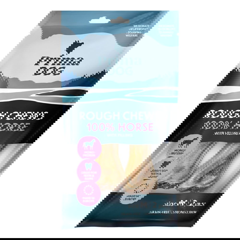 PrimaDog Rough Filled Chews Tuggben Häst M 2-pack
