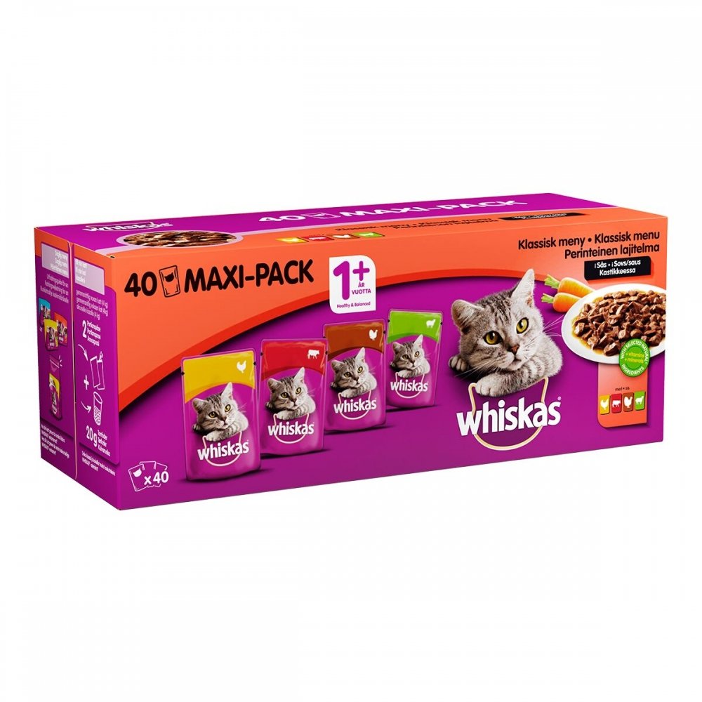 Whiskas Classic Pouches Storpack 40×100 g