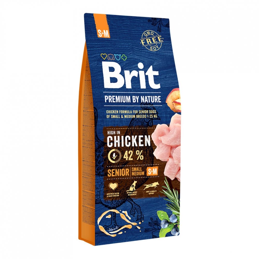 Läs mer om Brit Premium By Nature Dog Senior Small & Medium Chicken (15 kg)