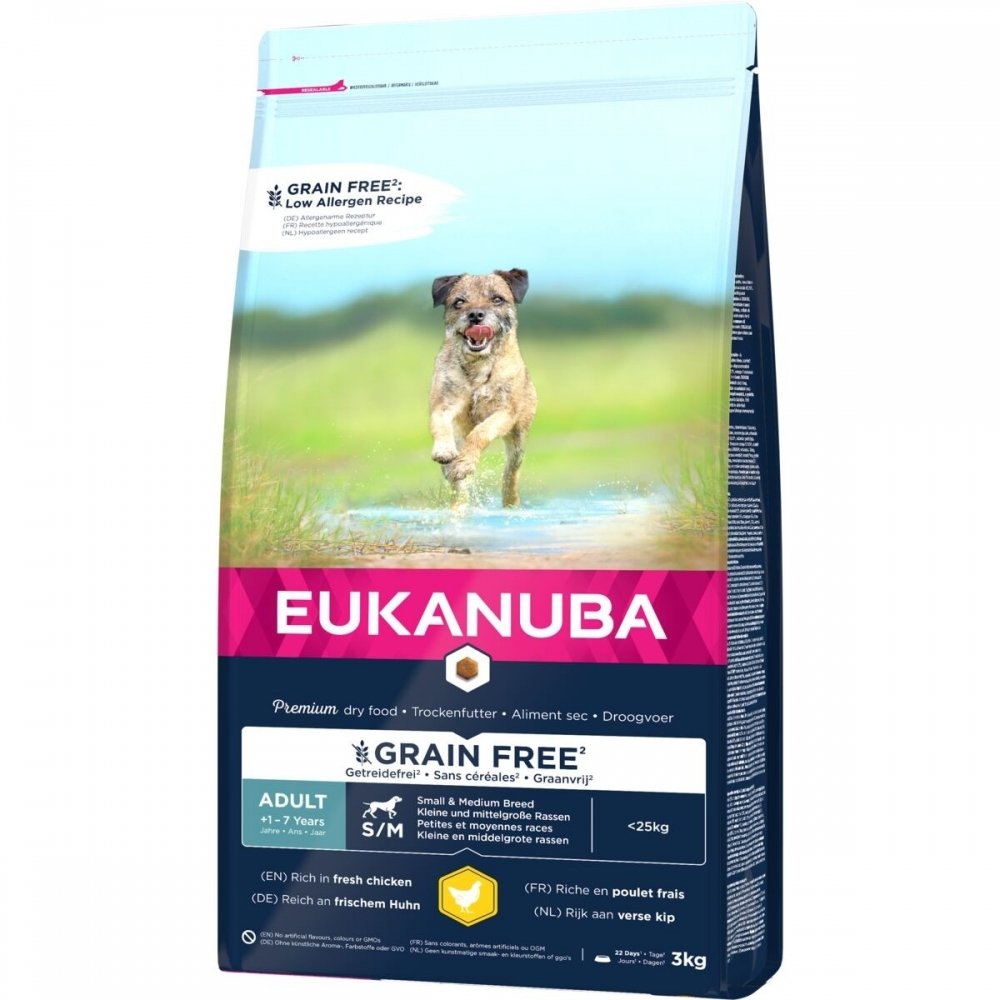 Läs mer om Eukanuba Dog Adult Grain Free Small & Medium Chicken (3 kg)