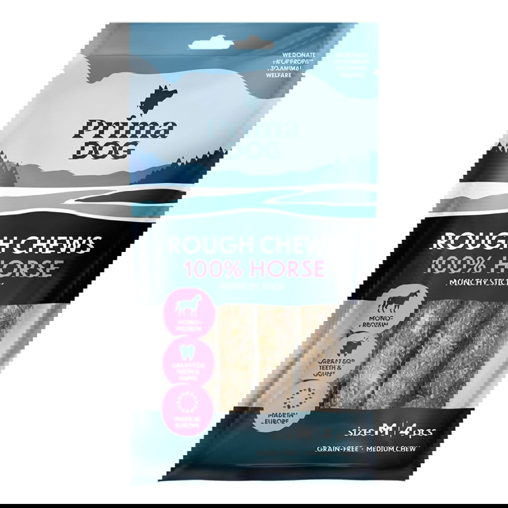 PrimaDog Rough Chews Munchy Stick Tuggben Häst M 4-pack