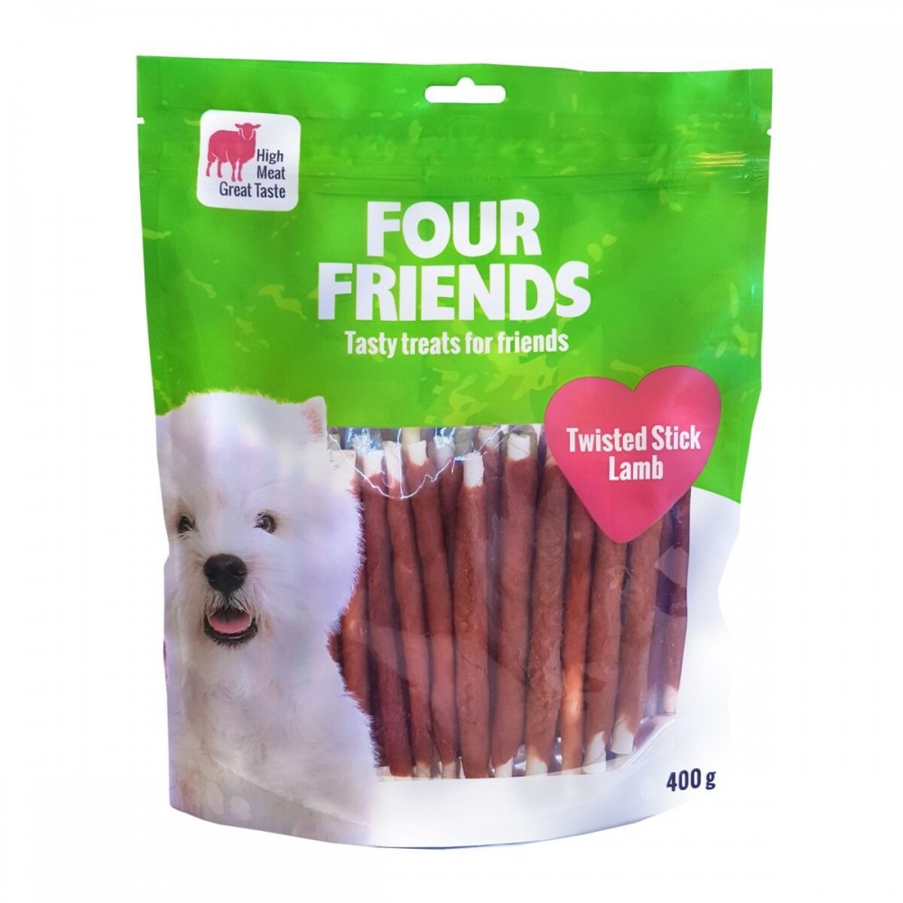 FourFriends Dog Twisted Stick Lamb 125 cm (40 pack)