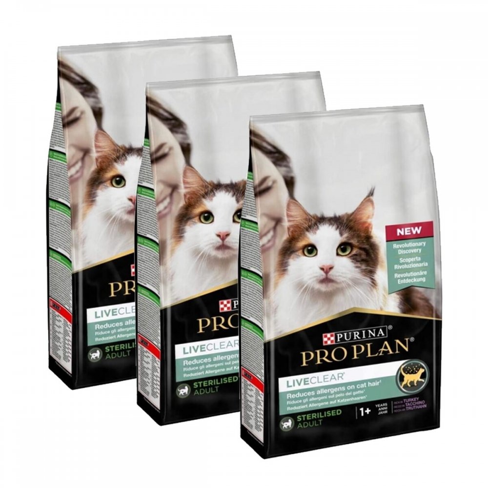 Purina Pro Plan LiveClear Cat Adult Sterilised Turkey 3x1,4 kg