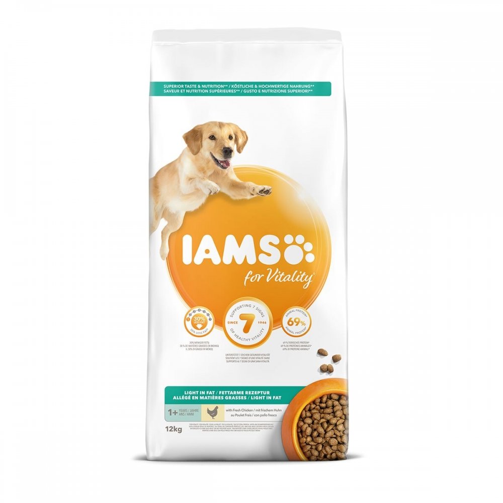 Läs mer om Iams for Vitality Dog Adult Light In Fat Chicken 12 kg