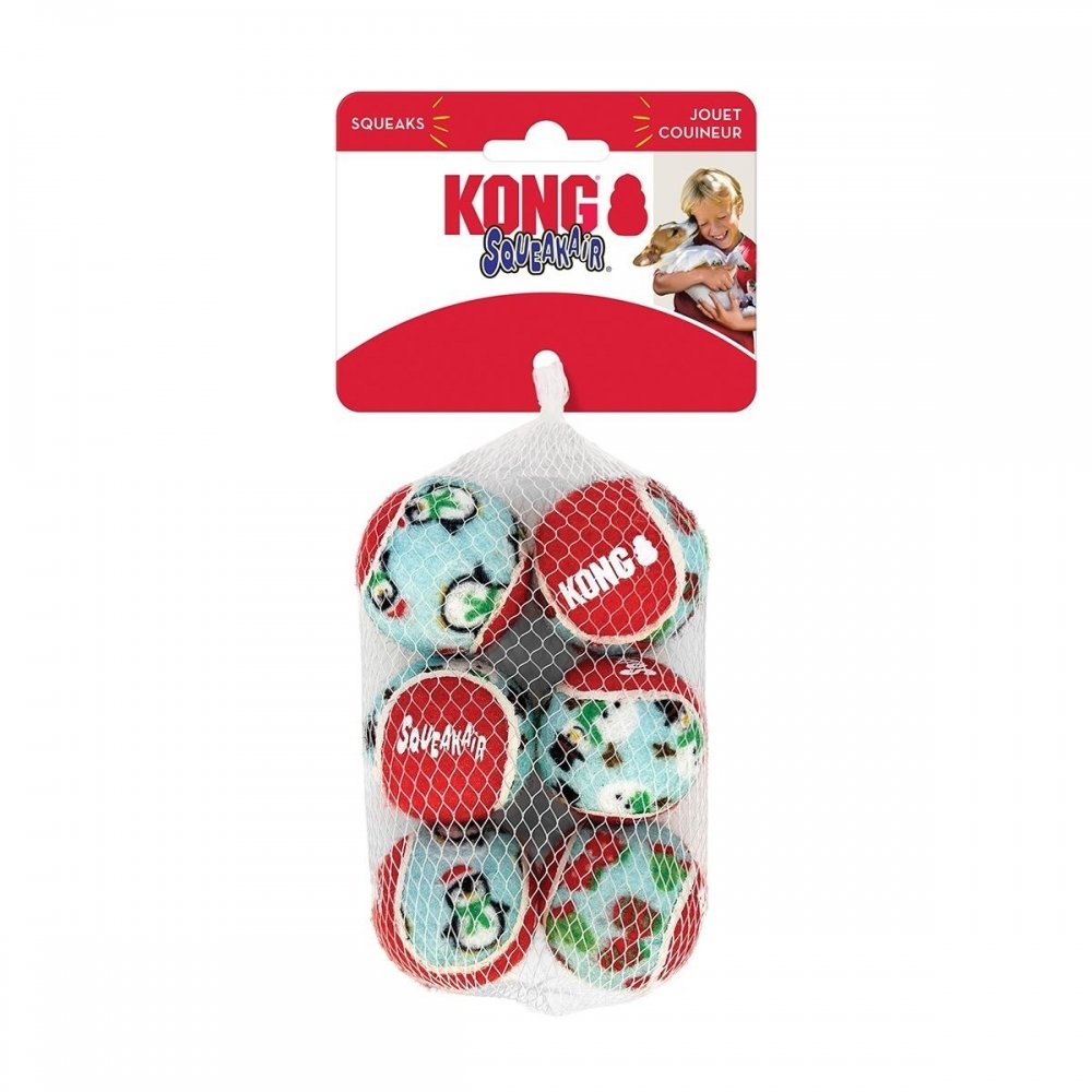 KONG Holiday SqueakAir Balls 6-pack S