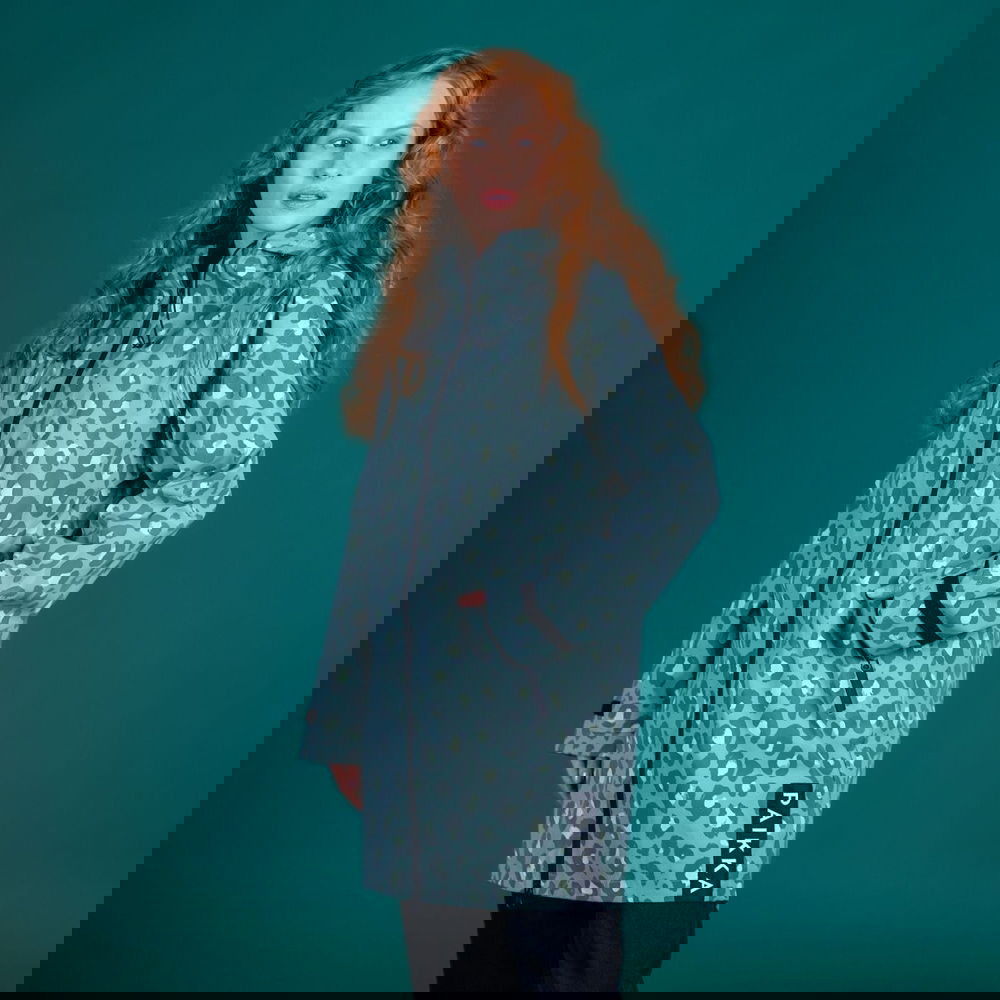 PAIKKA Human Visibility Regnjacka Dam Reflekterande Leopard Grön (l-xl)