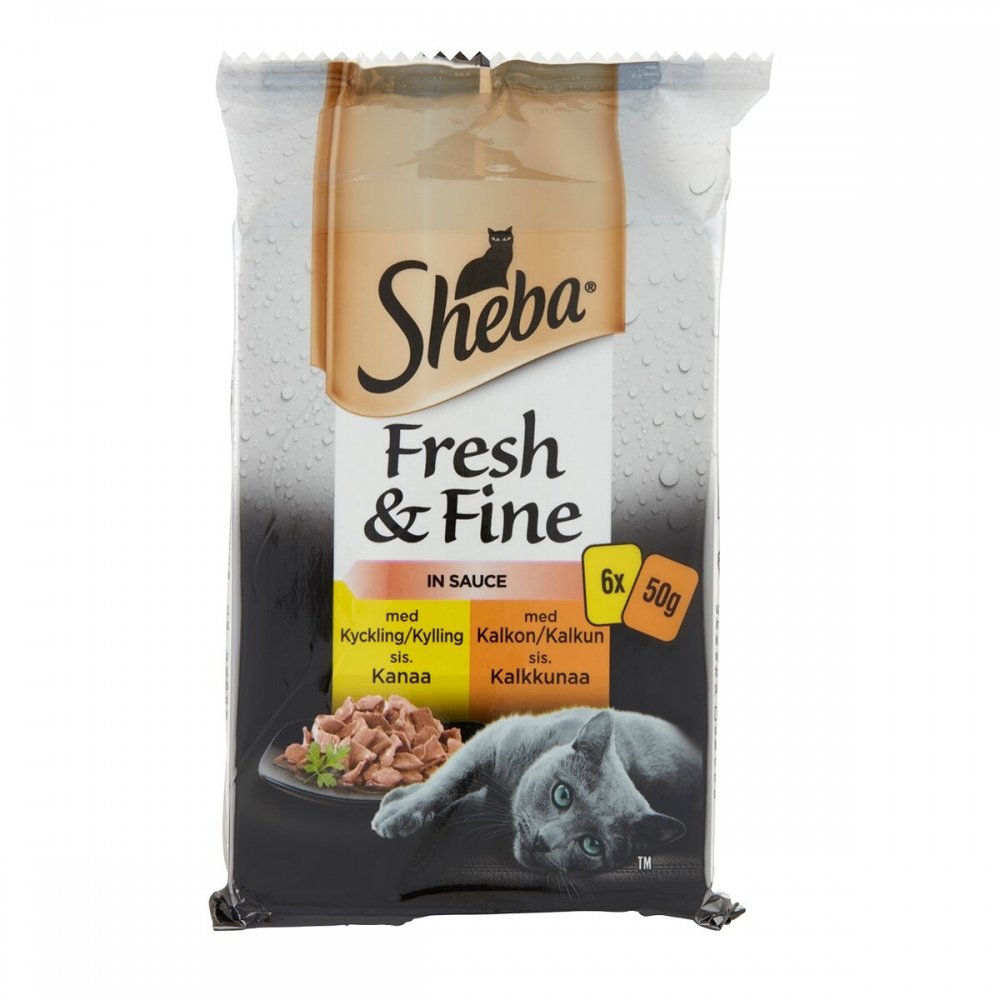 Sheba Fresh & Fine Kyckling och Kalkon Mix 6×50 g