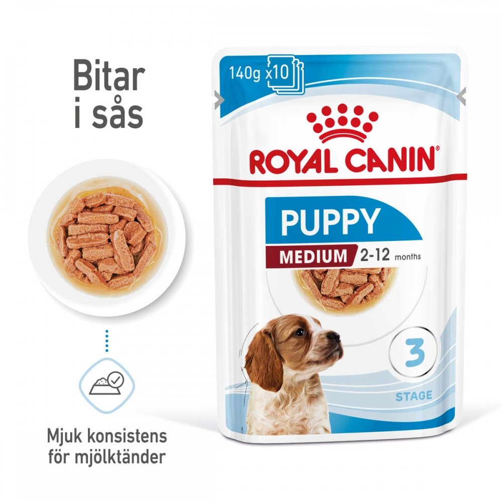 Läs mer om Royal Canin Medium Puppy Våtfoder (10x140g)